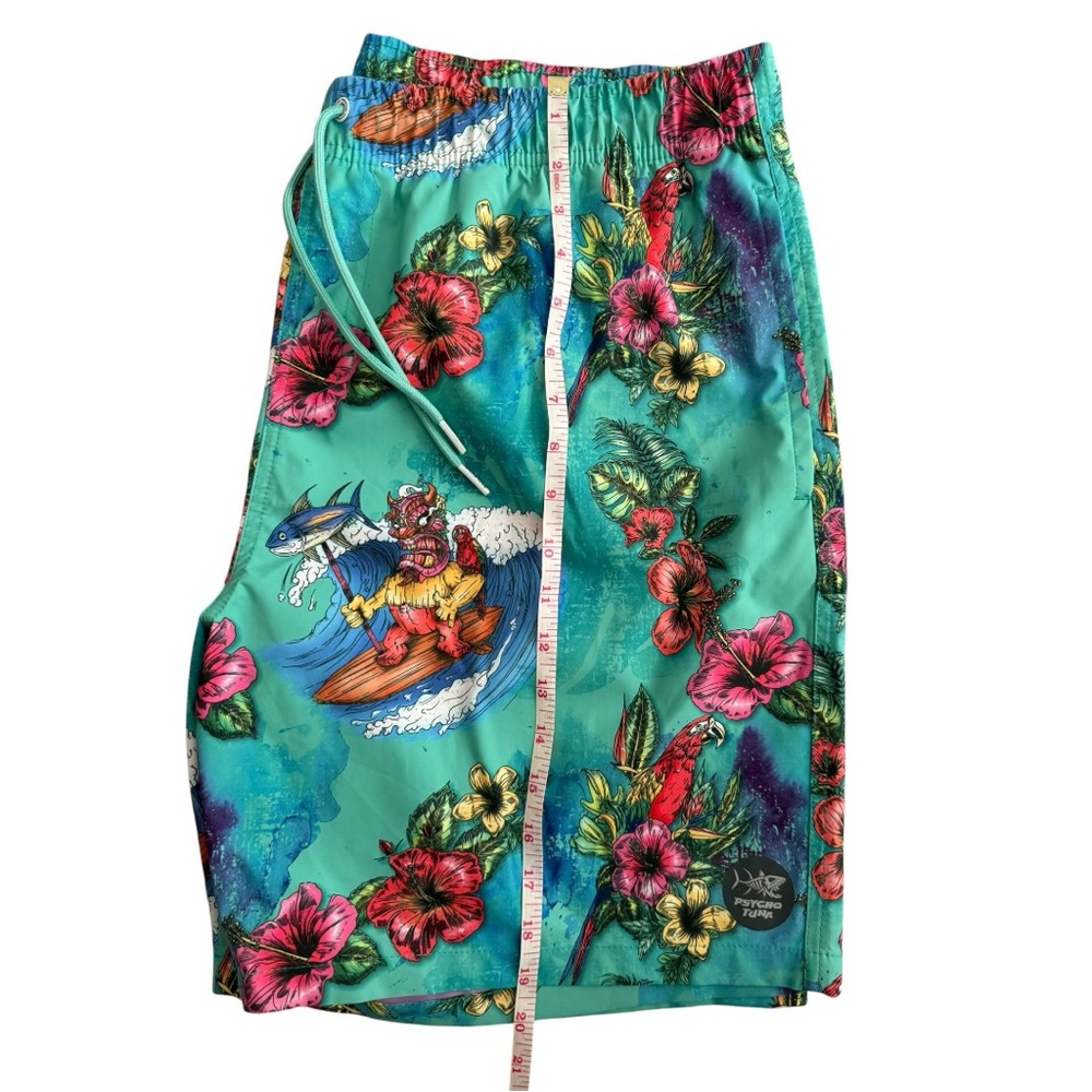 🌴 Psycho Tuna Tropical Swim Trunks – Men’s – Bright Surf Print 🌊 - Picture 6 of 6